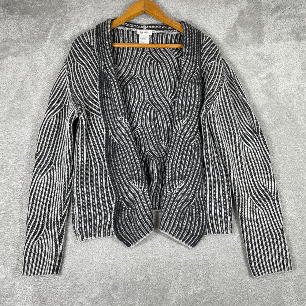 Bartolini Cardigan Womens Large Merino Wool Cashmere Open Front Made Italy